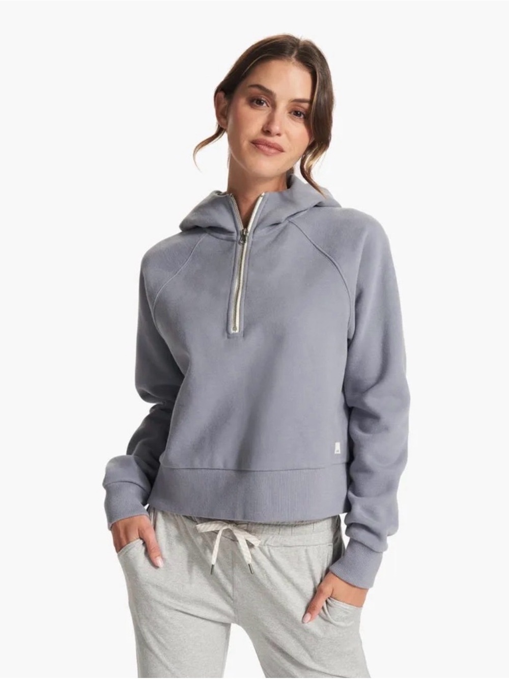 Vuori Restore Half 1/2 Zip Hoodie Fleece Sweatshirt Long Sleeve Gray Blue Medium